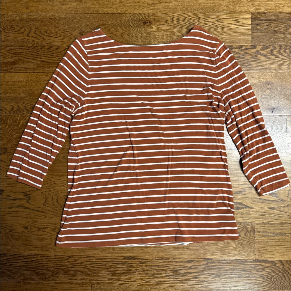 Striped Burnt Orange and White Women's Top